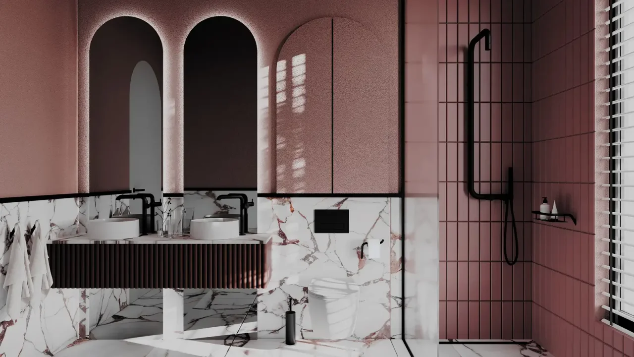 Deante Silia Nero · ambiance fabricant avec robinetterie noire.