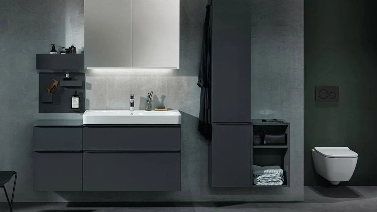 Geberit Sigma20 ronde · photographie fabricant, composition autour des touches circulaires.