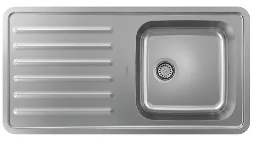 مجلى hansgrohe S41 من الفولاذ المقاوم للصدأ · صورة من تشكيلة EDIFIS، وطريقة التركيب تُراجع حسب المرجع.