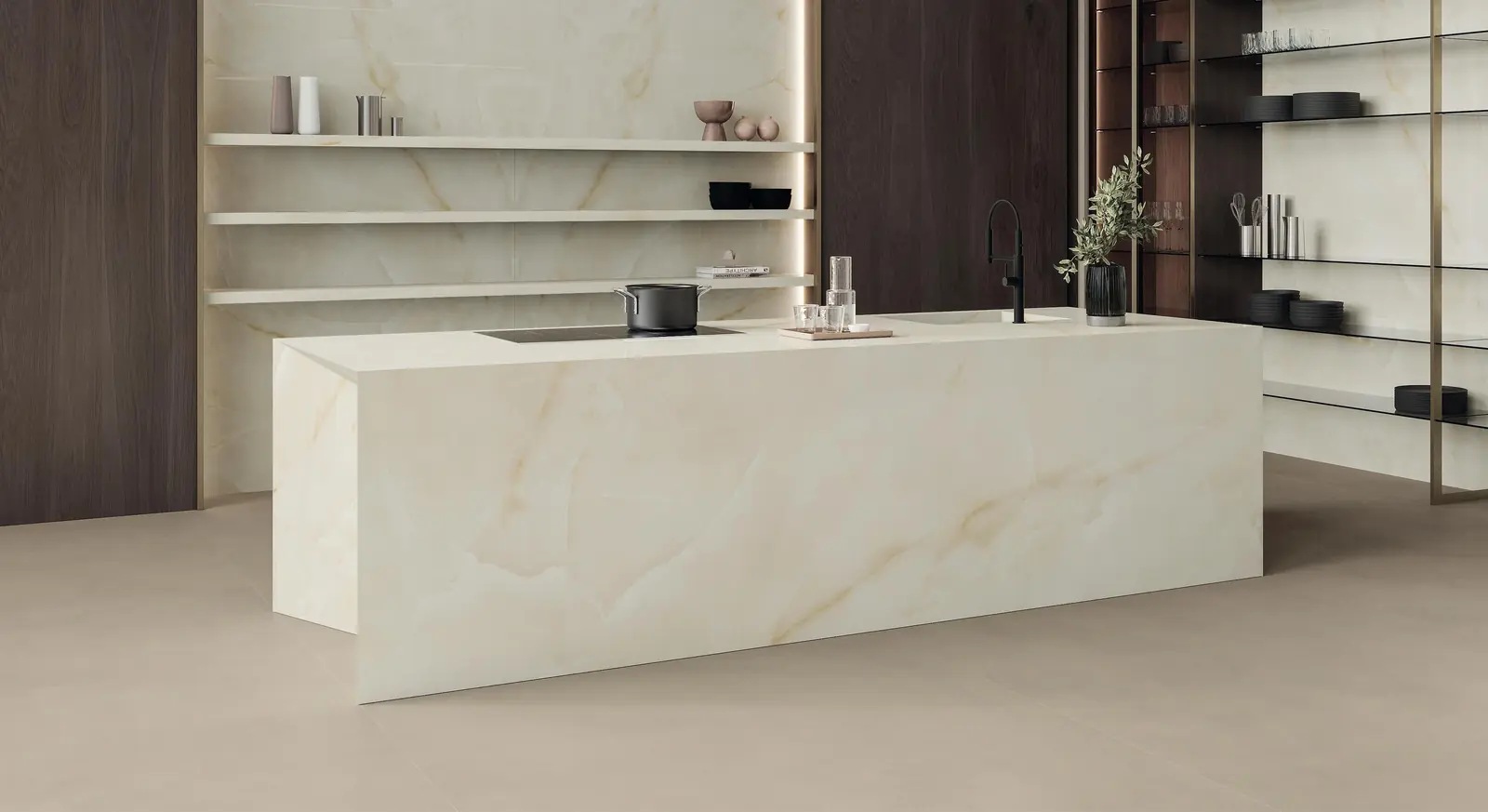 Cuisine architecturale habillée de surfaces Atlas Concorde