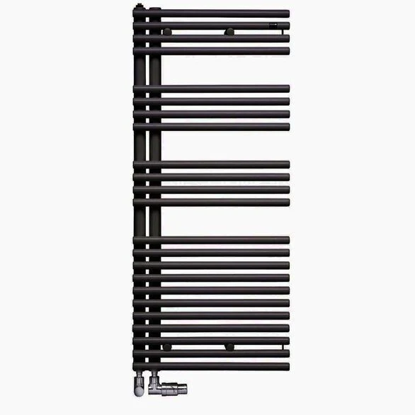 Sèche-serviettes Zehnder Forma Asym noir mat, format 120 × 50 cm